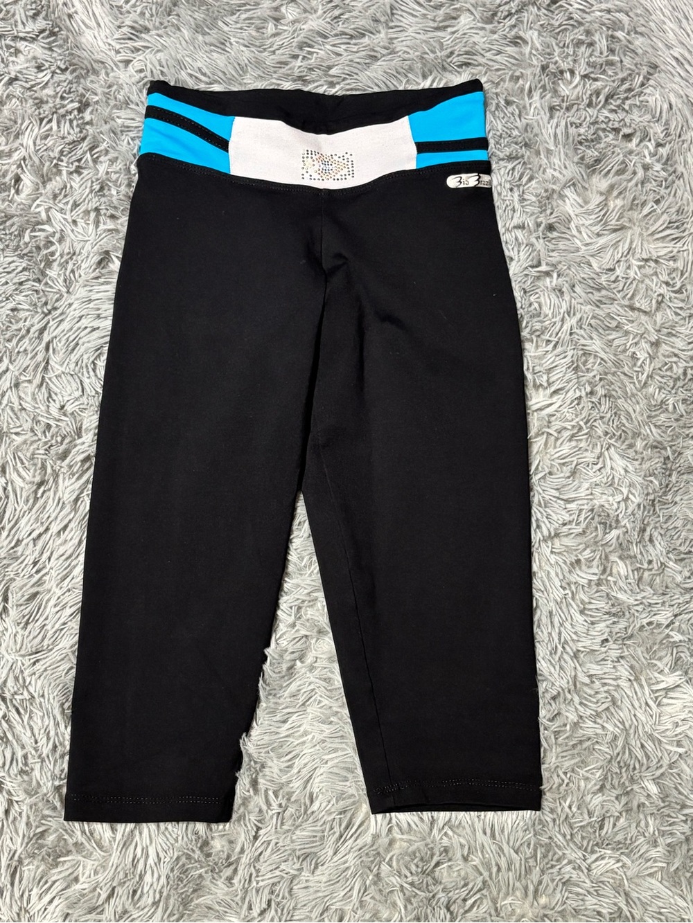 Bia Brazil Black Capri Leggings with Blue & White Contrast Waistband